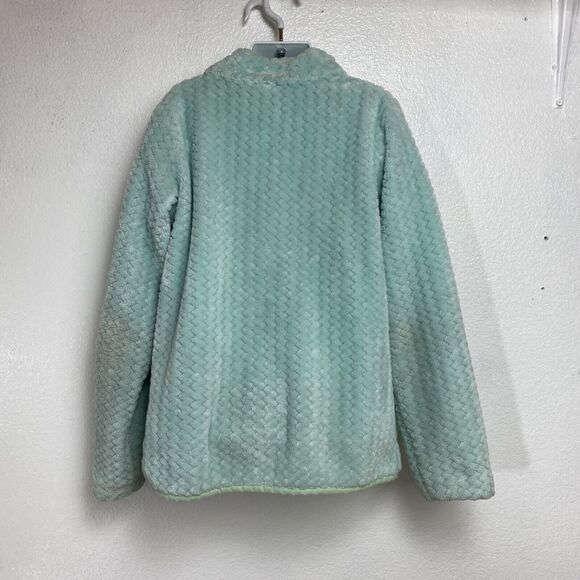 Columbia Plush Fuzzy Fleece Girls Jacket Medium 10-12 Seafoam Green Long Sleeves - Picture 6 of 11